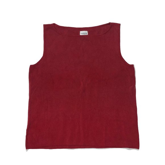 Chico's Womens Size 2 Red Nylon Spandex Microfeel Stretch Sleeveless Tank Top - Picture 1 of 6